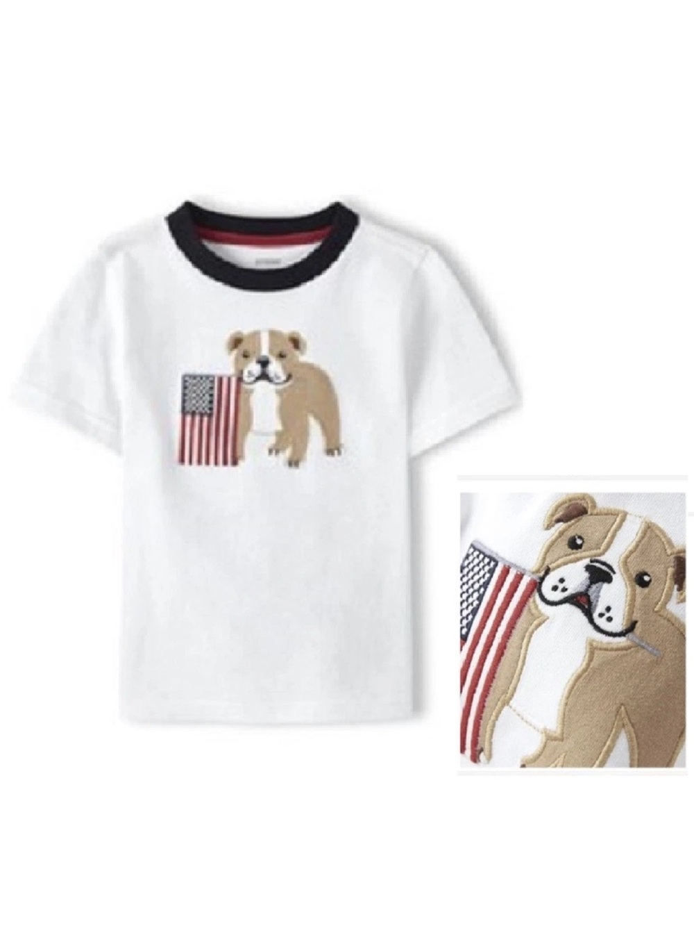 NWT Gymboree Boys American Cutie 4th of July Boys Bulldog w American Flag Tee